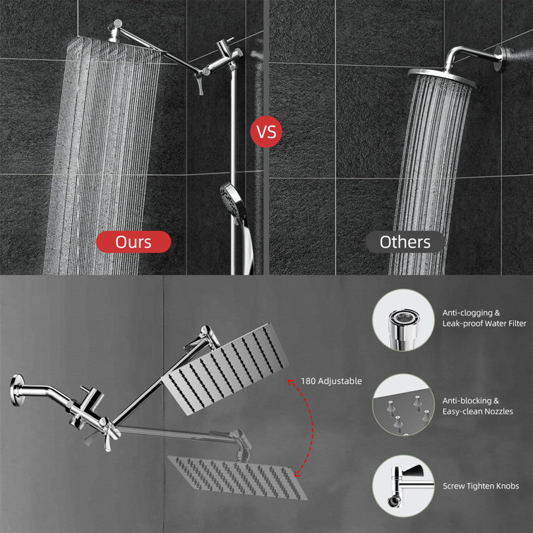 BTERAZ Rain Adjustable Shower Head 2.5 GPM GPM Wayfair Canada